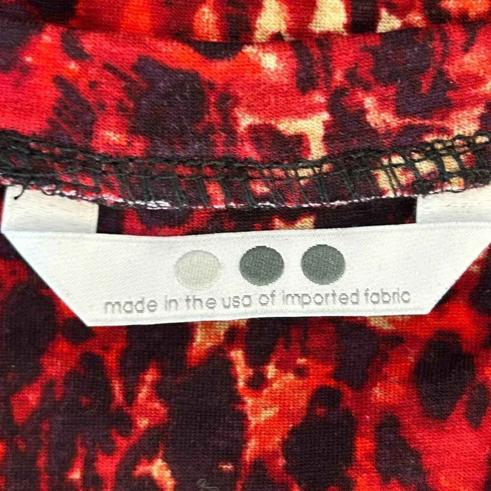 Three Dots Red Patterned Ruched Sides Slinky Body… - image 3